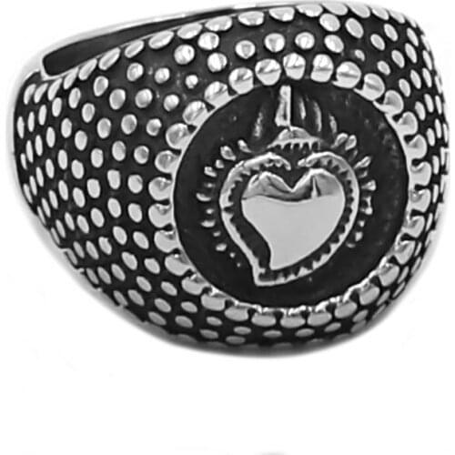 Round Nails Crown Heart Ring Stainless Steel Jewelry Fashion Celtic Knot Cross Motor Biker Wedding Ring Women Wholesale SWR0709