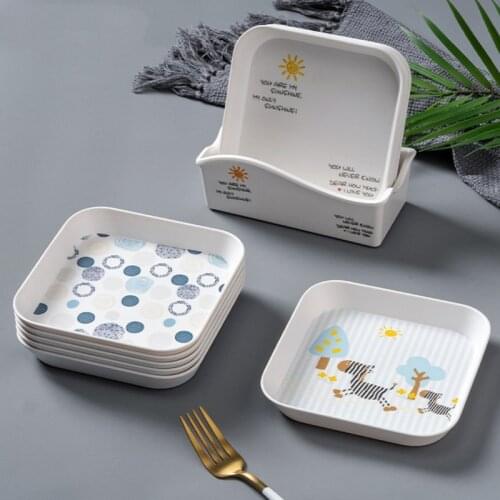 6 Inch Small Dishes Round Square Fruit Snack Pan Cartoon Animal Design Dessert Dried Table Bone Junk Dish Home Tableware