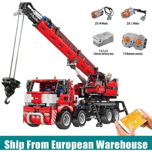 MOULD KING 17003 High-tech APP RC Truck Toys The All-Terrain Piling Paltform Crane Model Building Blocks Bricks Kids Gifts