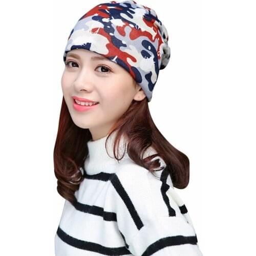 New Fashion Hats Women Winter Cotton Ski Hat Scarf Dual-use Head Hooded Cap Earmuffs Head Caps Male Beanie