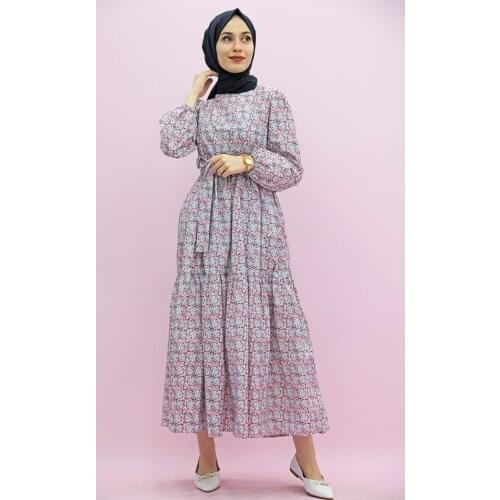 New Season Summer Trend Muslim Dress Alvina Flowering Hijab Dress Pink
