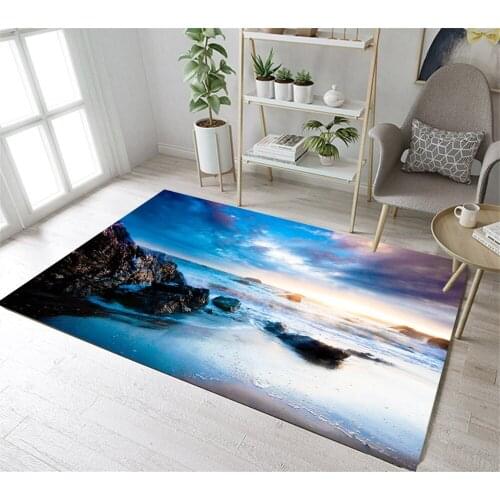 Clouds Morning Sunrise In Sea Sand Wave Rocks Home Childrens Room Floor Cushion Kitchen Area Rugs Bathroom Carpets Non-Slip Mat