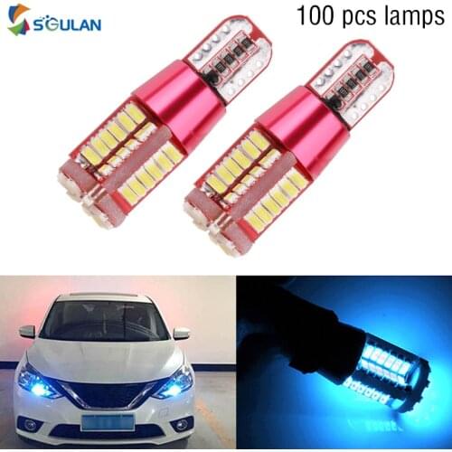 Wholesale 100pcs 3014 57SMD T10 W5W 194 Car Led Light License Plate Lamp 35mm Bulbs For Auto Door Trunk Lighting 12v Diode White