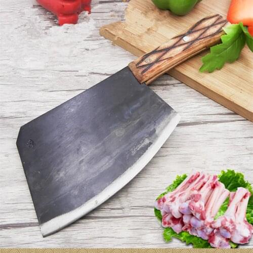 CZQ Carbon Steel Forged Professional Chef Chopping Bone Knife Cutting Big Bone Firewood Knives Kitchen Cutting Axe Butcher Knife