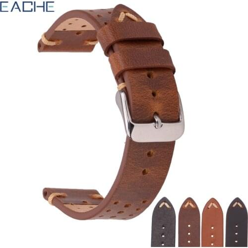 EACHE New Design Genuine Calfskin Rally Leather Watch Straps 18mm 20mm 22mm