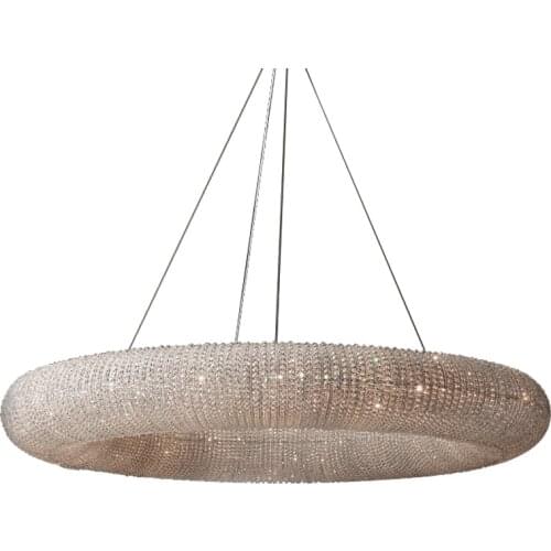 Postmodern Luxury LED Chandelier Crystal Bead Creative Round Pendant Lamp For Living Room Lobby Villa Designer Art Hanging Light