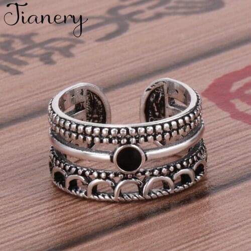 Luxury Brand Black Round Rings For Women Wedding Engagement Charm Knuckle Rings Men Vintage Jewelry Romantic Party Gift