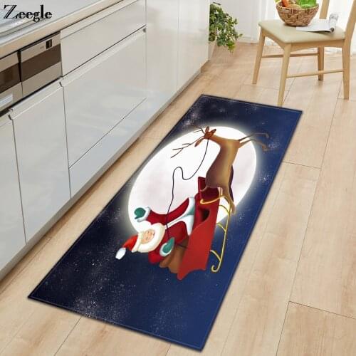 Zeegle Christmas Printed Rugs and Carpets for Home Living Room Non-slip Kithen Carpet Absorbent Bedside Carpet Mat Kids Room Rug