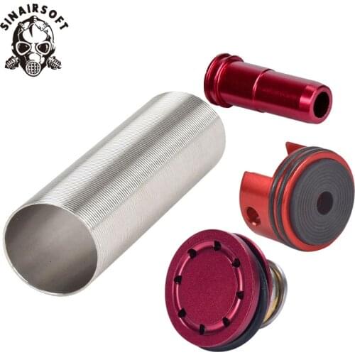 SINAIRSOFT Alumnium CNC Cylinder Head /piston Head / Nozzle /Cylinder Set Flat For Airsoft M4 M16 KAC PDW AEG Paintball Shooting