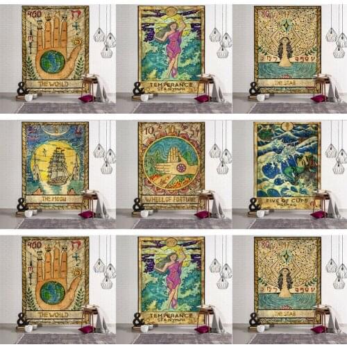 Altar Tarot Cards Tablecloth Table Cloth Decor Divination Pagan Wicca Tapestry Home Room Decoration
