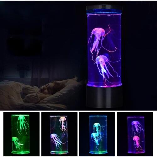 LED Jellyfish Lava Lamp Colorful Bedroom Night Light Simulation Jellyfish Aquarium Tank Light for Home Bedroom Office Decor