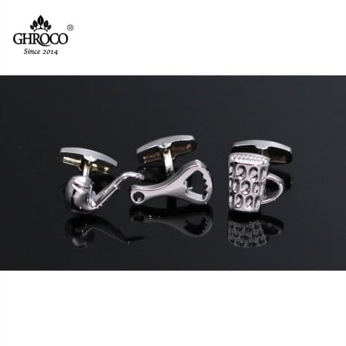 GHROCO High-Quality Exquisite Cup & Opener & Pipe Shape Cufflink Fashion Luxury Gift for Business Men&Woman Groom&Best man