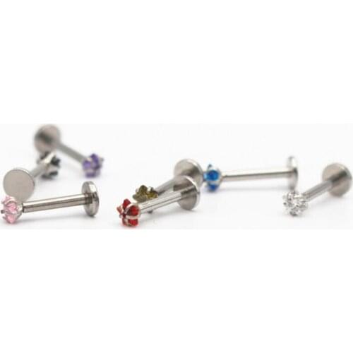 Star Claw Red Pink Blue Black Zircon Women Stud Earrings Ear Smooth Ball 316 Stainless Steel Jewelry Anti Allergyallergy Free