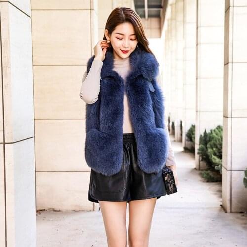 2020 New Fashion Autumn And Winter Fox Whole Fur Vest Short Real Hair Slimming Womens Vest Fur Coat