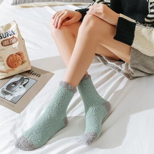 Winter Warm Fluffy Socks Women Thermal Soft Elastic Coral Velvet Indoor Floor Socks Breathable Against Cold