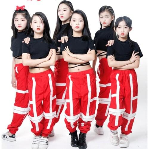 2021 Ballroom Hip Hop Dance Costumes For Kids Short Sleeve Tops Loose Pants Girls Jazz Street Dance Outfits Rave Clothes DN7984