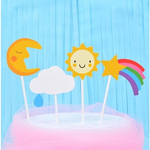 5 Sets Each 4pcs Cartoon Rainbow Sun Moon Cloud Party Cake Ice-cream Cupcake Toppers Picks Baby Shower Kids Birthday Party Decor