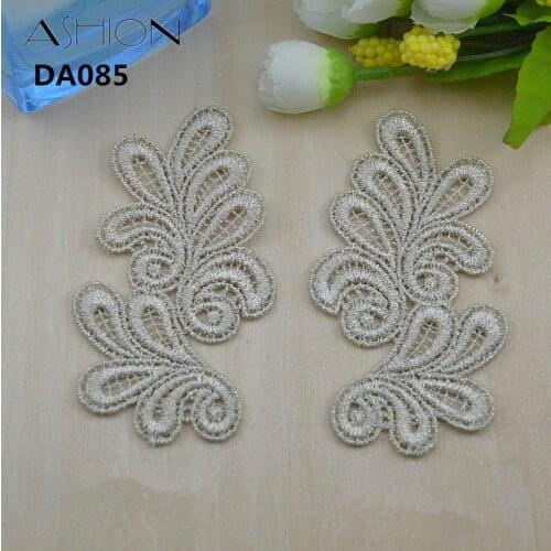 5 mirror pairs 9.5x5CM DIY gold polyester embroider lace patches Venise Lace flowers Applique Garment accessories DA085