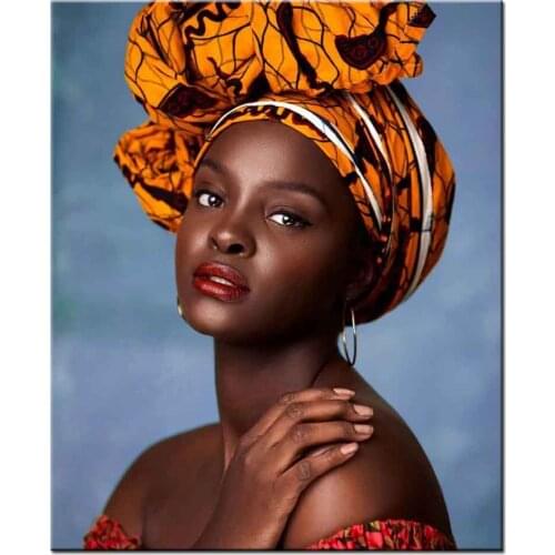 Diamond Painting Diy Cross Stitch Kits African Black Woman Graffiti 5D Diamond Embroidery Full Drill Mosaic Wall StickerZP-4857