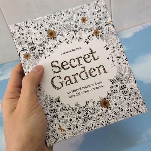 English Edition Secret Garden 30 Sheets Cards Coloring Books For Adults with Envelope Tintage Postcards DIY Colouring Books