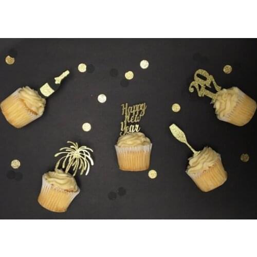 Glitter New years eve party cupcake toppers Bridal Shower Engagement wedding Bachelorette toothpicks birthday party decor