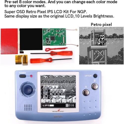 Super OSD Version Large Screen Backlight LCD For NGP LCD For SNK Neo Geo Pocket Black/White Game Console