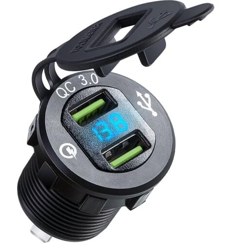 Dual USB 12V/24V LED Light Quick Charger With Switch Socket Power Outlet Adapter Waterproof For Motorcycle Car Auto Truck