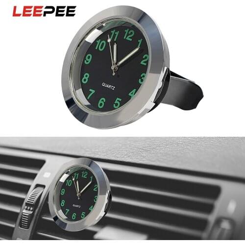 LEEPEE Mini Car Air Vent Clip Clock Black Silver Quartz Mechanics Watch For Auto Home Car Decoration Ornaments Car-Styling