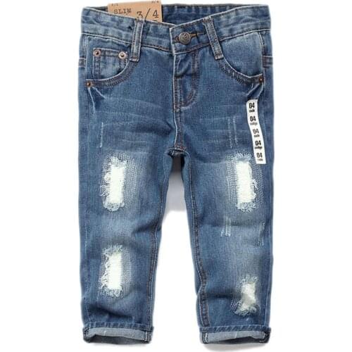Chumhey 1-8T Top Quality Spring Kids Jeans Children Pants Boys Girls Denim Trousers broken hole Child Clothing Boys Clothes