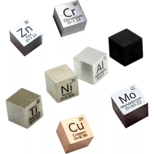 Element Cube 10mm Pure Density Cobalt Nickel Copper Zinc Zirconium Niobium Molybdenum Tin Tungsten Bismuth Lead Antimony Indium