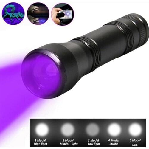6000Lm LED UV Flashlight UV Light Torch 5 Modes Zoomable Outdoor Camping Powerful linterna torch with 18650 Battery