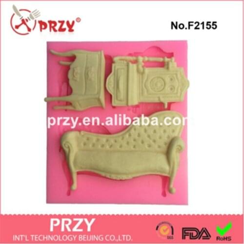 PRZY Fondant Mould Cake Decorating Mold Food Grade Molds Silica Gel PRZY 3hole Baroque Furniture Silicone Silicone Rubber 001
