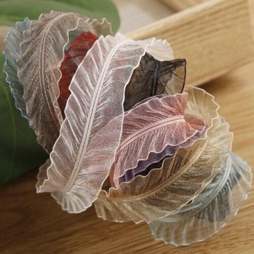 Ruffled Organza Translucent Ribbon For Hair Bows DIY Handmade Korea Materials Florist Gift Packaging 25 40mm Satin Wrinkle Rubba