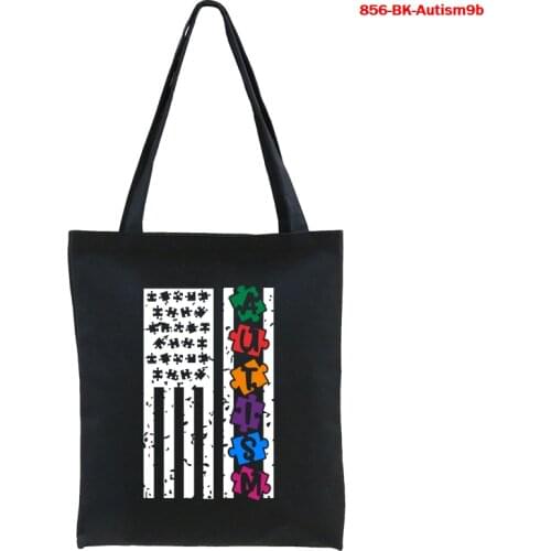 Autism Seeing The World Differently Canvas Bag Women Casual Shoulder Bags Lady Handbag Reusable Large Capacity Tote Teen Bookbag