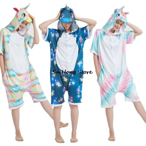New Summer Short Sleeve Spandex Cool Kigurumi Unicorn Pijamas Children Sleepwear Kids Homewear Nightwear Pyjamas