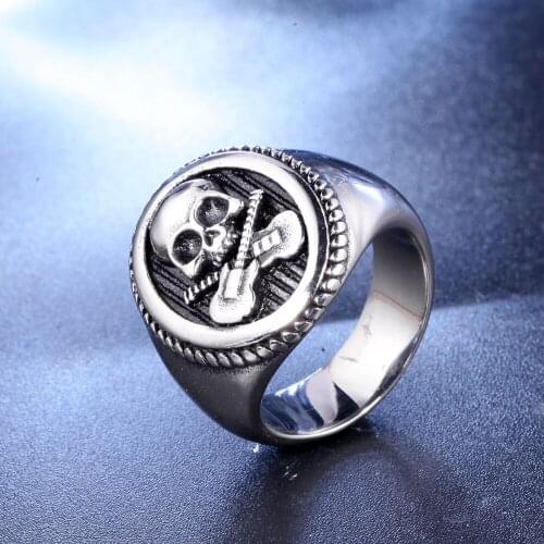 Punk Skull Ring Support Dropship Newest Fashion Satatement Ghost Skull Ring Stainless Steel Band Party for Men