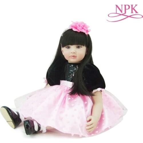 NPK 60CM Hand made doll Boneca Reborn toddler baby girl doll Soft Silicone cloth body Lifelike Bebe doll Reborn