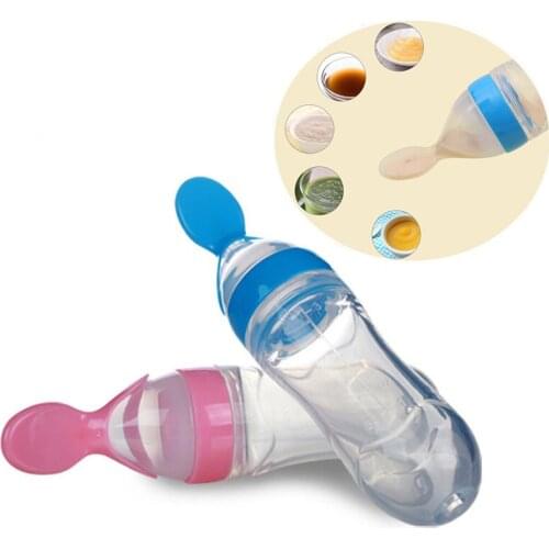 Baby Squeezing Feeding Spoon Silicone Training Scoop Rice Cereal Food Supplement Feeder Safe Tableware Medicine Extrusion Tools