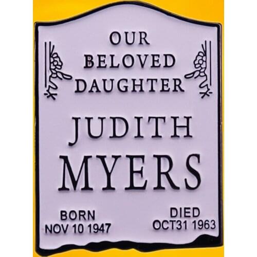 Michael Myers murdered Judy Tombstone Enamel Pin Halloween John Carpenter Horror Movie brooch slasher badge