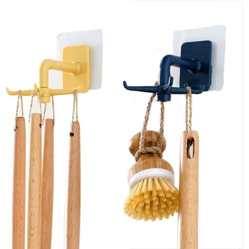 Multi-Purpose Adhesive Hanger Under Cabinet Organizer Rack Wall Mounted Kitchen Untencil Hanging Holder 360 Degree Rotate Hanger