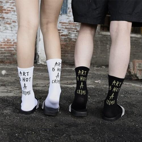Fashion street style unisex cotton socks fun personality letters hip hop style man socks happy skateboard woman cool long socks