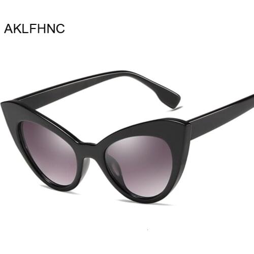 Fashion Thick Frame Cat Eye Sunglasses Women Brand Design Vintage Mirrored Oversized New Sun Glasses Female Shades