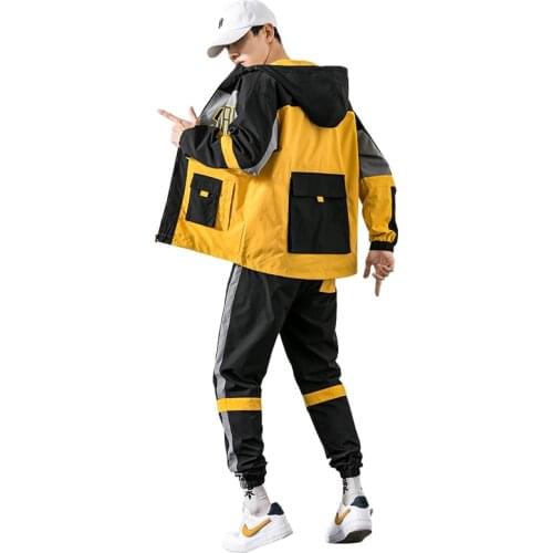 Fashion Men Streetwear Tracksuit 2 Pcs casual Hooded Zipper Jacket And Pants Sweatshirts Sweatsuit Man running Sportswear Set