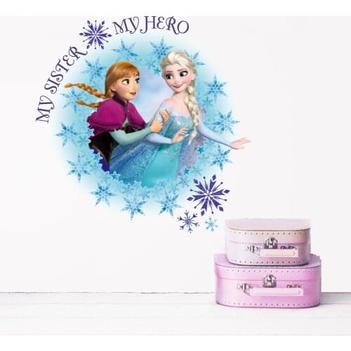 Cartoon Frozen Princess Elsa Anna Wall Stickers Girls Children Room Background Decoration Removable Kids Bedroom Poster Decal