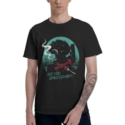 Space Cowboy Bebop Spike Tshirt Men Graphic Tee Tops 100% Cotton T Shirts Short Sleeve Smoke Funny Manga T-shirt Gift Clothes