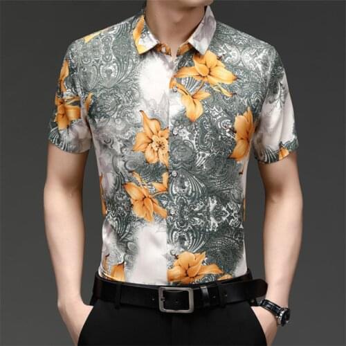 Mens Social Shirts Summer Thin Print Floral Casual Daily Luxury Short Sleeve Fashion Cool Chic Elegant Clothing