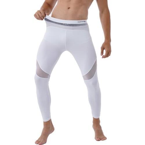 Mens Patchwork Workout Skinny Pants Sheer Mesh Sports Trousers Fitness Casual Jogging Pants Mid Waist Yoga Running Leggings