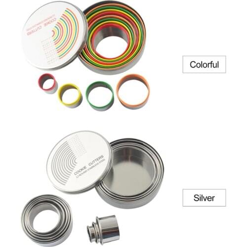 12PCS Mousse Ring Set with Storage Box Christmas Cookies Pastry Cutters Mold Set Stainless Steel Different Size Round Cookie