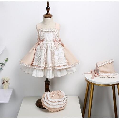 Girl Clothes 3pcs Dresses for Girls Lolita Style Sleeveless Childrens Costumes Kid Girl 1st Birthday Dress for Baby Girl