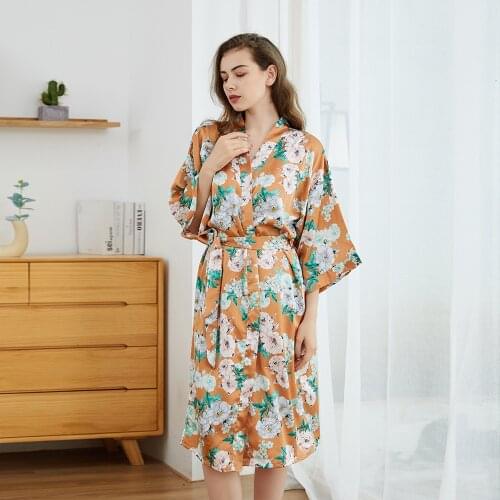 Sexy Printing Wedding Party Robe Women Casual Kimono Bathrobe Nightgown Ladies Lingerie Female Sleepwear Nightdress Nightwear